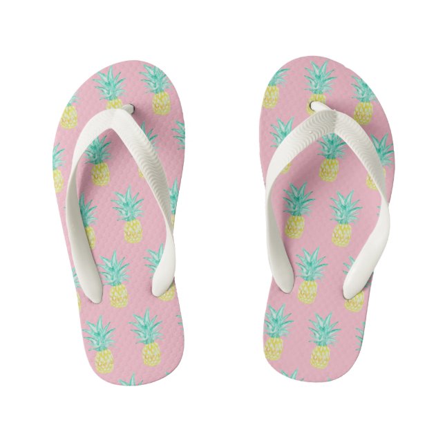 Chanclas Para Niños Piña Tropical Rosa Flip Flops (Plantilla)