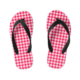 Chanclas Para Niños Pink Gingham Kids Flip Flops