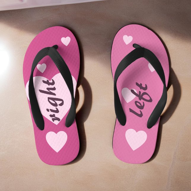 Chanclas Para Niños Pink Squerido Fun Asymmetrical (Pink Sweetheart Fun Asymmetrical Kid's Flip Flops)
