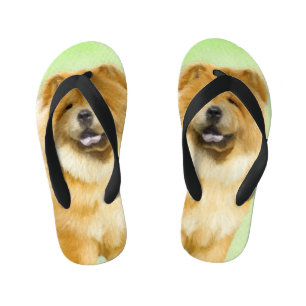 Chanclas Para Niños Pintura Chow Chow - Arte Perro Original.