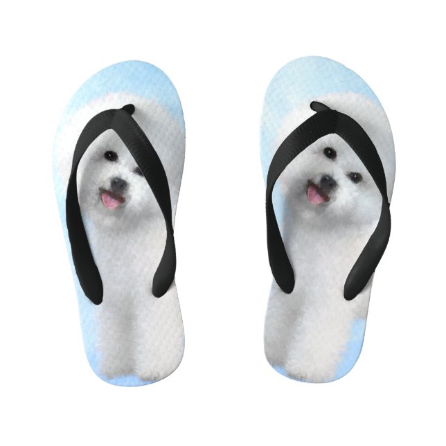 Chanclas Para Niños Pintura de Bichon Frise - Arte de Perro Original. (Plantilla)