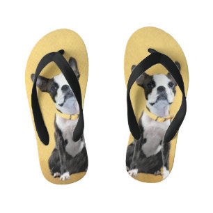 Chanclas Para Niños Pintura de Boston Terrier - Arte de Perro Original