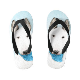Chanclas Para Niños Pintura de Bull Terrier - Arte de Perro Original.