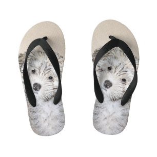 Chanclas Para Niños Pintura de cachorro habanesa - Arte de perro origi