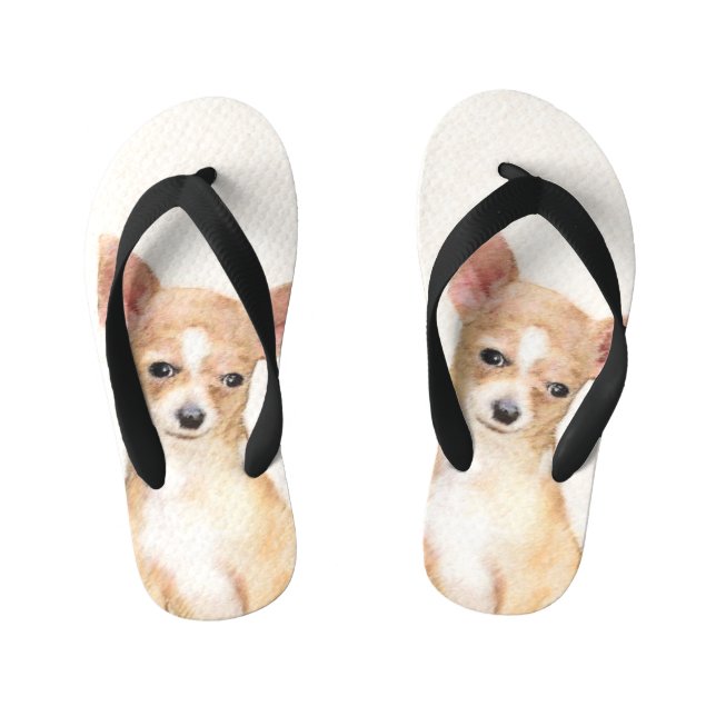 Chanclas Para Niños Pintura de Chihuahua - Arte Perro Original. (Plantilla)