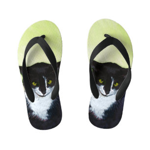 Chanclas Para Niños Pintura de gatos de Tuxedo - Arte de gatos origina