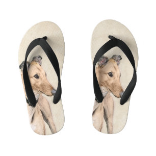 Chanclas Para Niños Pintura de Greyhound - Arte de perros original muy
