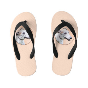 Chanclas Para Niños Pintura de Greyhound - Arte de perros original muy