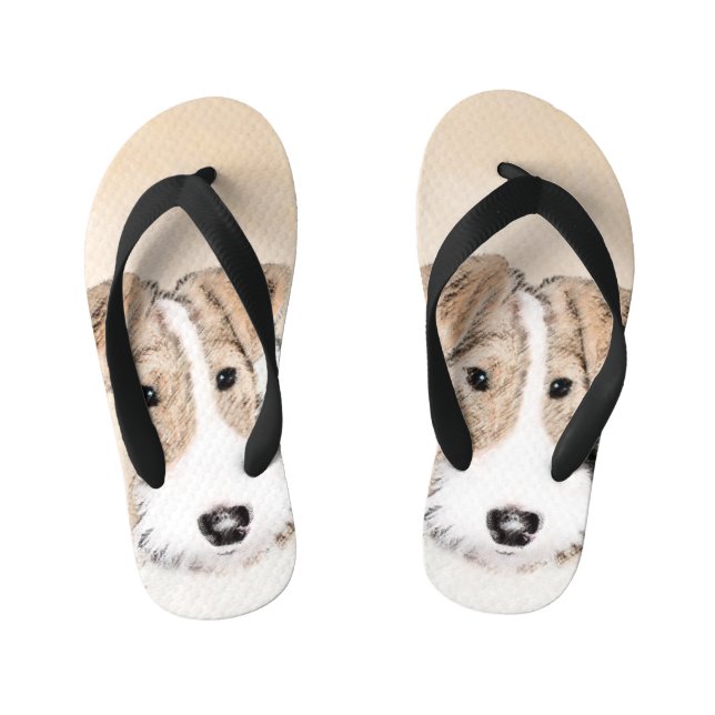Chanclas Para Niños Pintura de hilo Fox Terrier - Arte de Perro Origin (Plantilla)