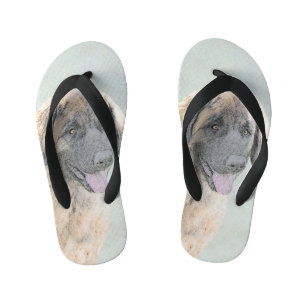Chanclas Para Niños Pintura de Leonberger - Arte de Perro Original.