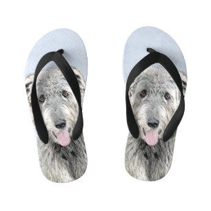 Chanclas Para Niños Pintura de lobo irlandesa - Arte de perro original
