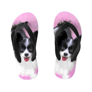 Chanclas Para Niños Pintura de Papillon (blanco y negro) - Arte de per