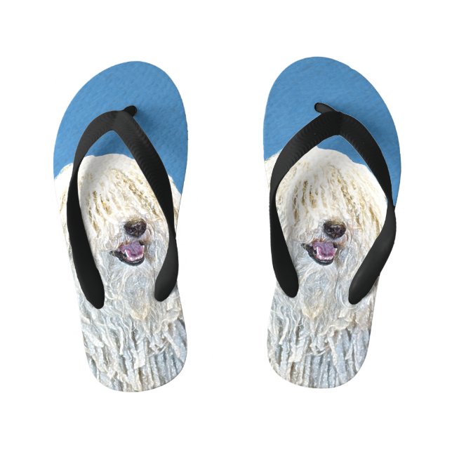 Chanclas Para Niños Pintura de puli - Arte de perro original lindo (Plantilla)