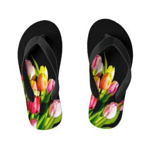 Chanclas Para Niños Pintura de tulipán - Arte de flores original