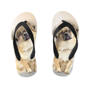 Chanclas Para Niños Pintura española tibetana - Arte de perro original