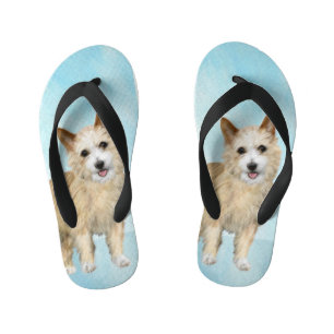 Chanclas Para Niños Pintura portuguesa de Podengo Pequeno - Arte origi