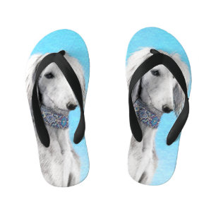 Chanclas Para Niños Pintura Saluki (plateada) - Arte Perro Original.