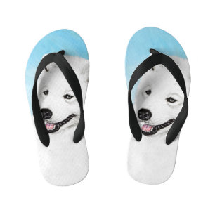 Chanclas Para Niños Pintura Samoyed - Arte Perro Original Cuto