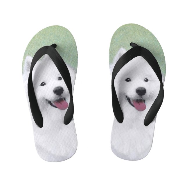 Chanclas Para Niños Pintura Samoyed - Arte Perro Original Cuto (Plantilla)