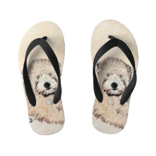 Chanclas Para Niños Pintura Terrier de Ruedas Recubiertas Blancas Arte