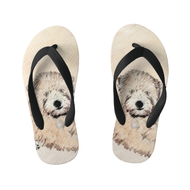 Chanclas Para Niños Pintura Terrier de Ruedas Recubiertas Blancas Arte (Plantilla)
