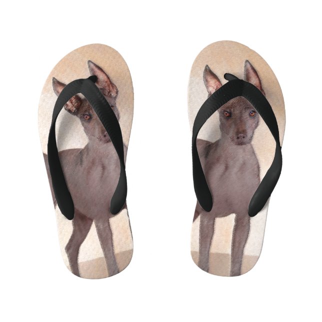 Chanclas Para Niños Pintura Xoloitzcuintli - Arte Perro Original Cuto (Plantilla)