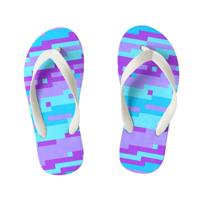 Chanclas Para Niños píxeles azules y púrpura (Plantilla)