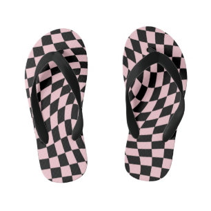 Chanclas Para Niños Pizarra retro pastel negro rosado de chequera agit