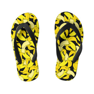 Chanclas Para Niños Plátanos Amarillos Vintage: fondo negro