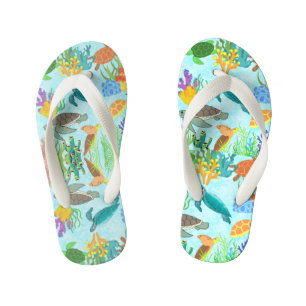 Chanclas Para Niños Playa de coral subacuático de tortugas marinas tro