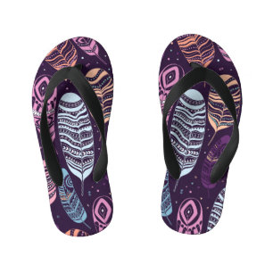Chanclas Para Niños plumas étnicas: negro y blanco