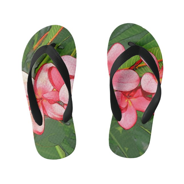 Chanclas Para Niños Plumerias rosadas (Plantilla)