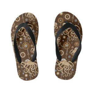 Chanclas Para Niños Pulpo Steampunk Retro Fantasía Mecánica