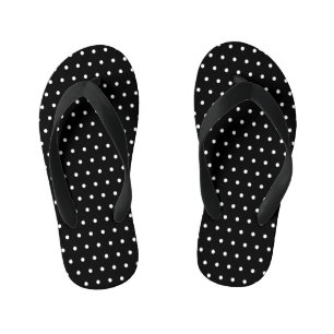 Chanclas Para Niños Punto Polka Clásico Negro y Blanco