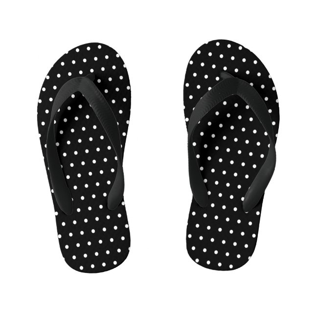 Chanclas Para Niños Punto Polka Clásico Negro y Blanco (Plantilla)