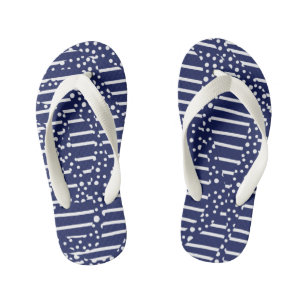 Chanclas Para Niños Puntos y bandas 2 - Azul y blanco
