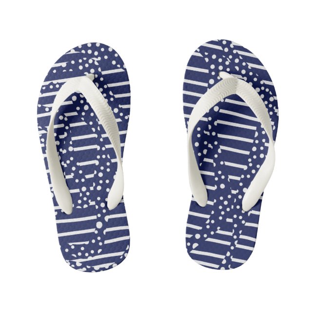 Chanclas Para Niños Puntos y bandas 2 - Azul y blanco (Plantilla)