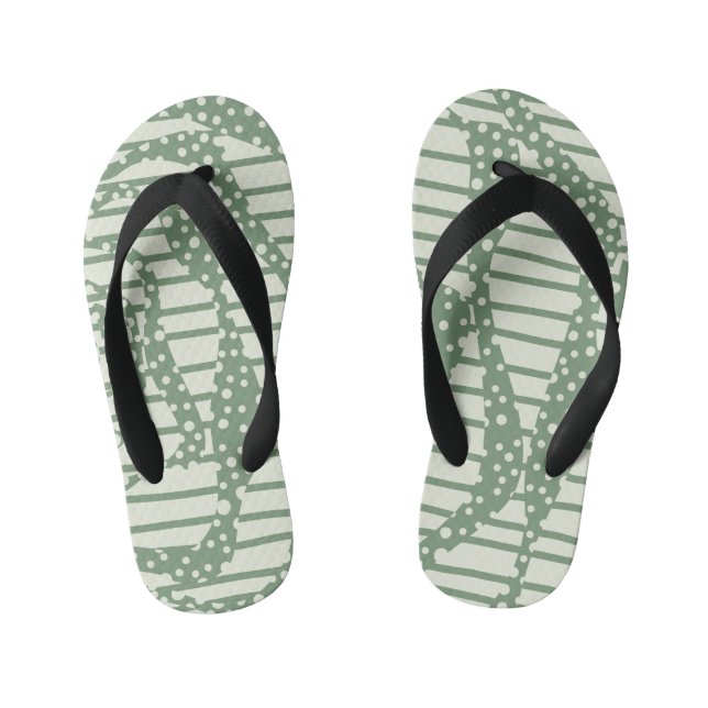 Chanclas Para Niños Puntos y franjas 2 - Verde (Plantilla)
