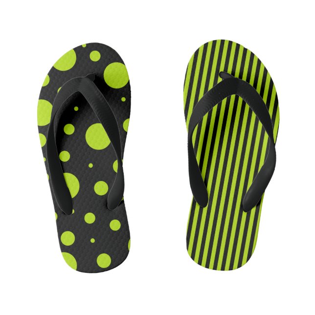 Chanclas Para Niños Puntos y rayas - Verde animado (Plantilla)
