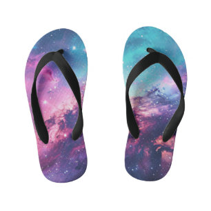 Chanclas Para Niños Purpurina espacial galaxia nebulosa universo rosa
