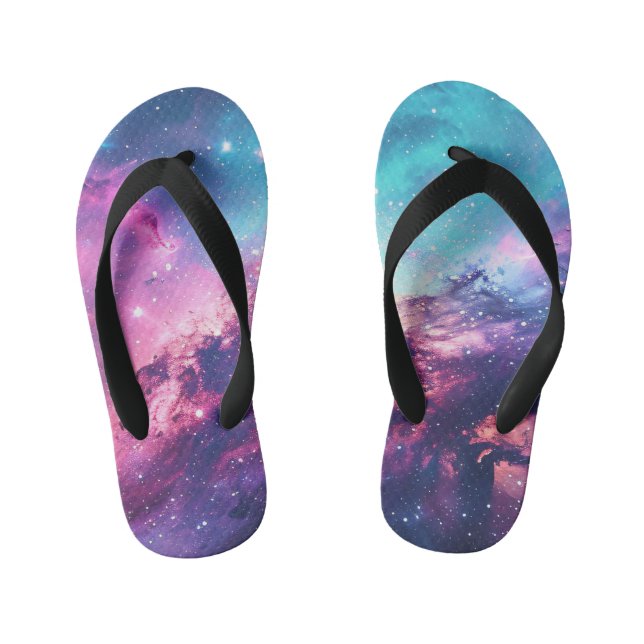 Chanclas Para Niños Purpurina espacial galaxia nebulosa universo rosa  (Plantilla)