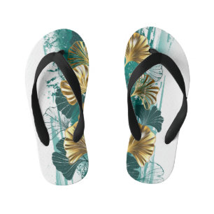 Chanclas Para Niños Rama con hojas doradas Ginko Biloba