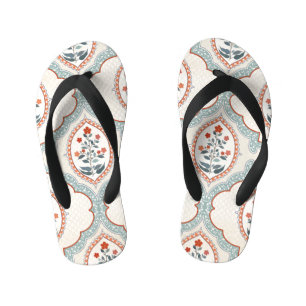 Chanclas Para Niños Ramas de flores antiguas, textiles indios.