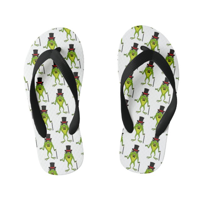 Chanclas Para Niños Rana divertida con personalizado de sombrero super (Plantilla)