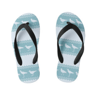Chanclas Para Niños Rayas de pájaro de arena azul costero