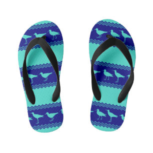 Chanclas Para Niños Rayas de pájaro de arena azul costero