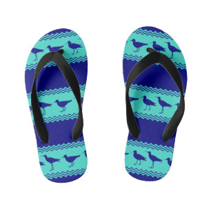 Chanclas Para Niños Rayas de pájaro de arena azul costero