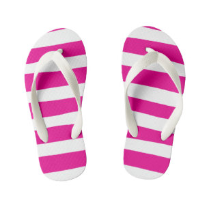 Chanclas Para Niños Rayas desiguales en magenta y blanco
