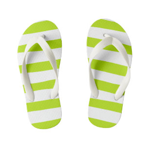 Chanclas Para Niños Rayas desiguales en verde limón y blanco