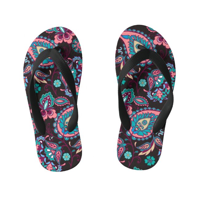 Chanclas Para Niños Rayo Paisley: negro decorativo sin foco (Plantilla)